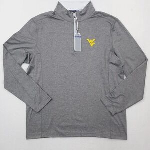 West Virginia Mountaineers Shirt Mens L‎ Gray Southern Tide Quarter Zip Football
